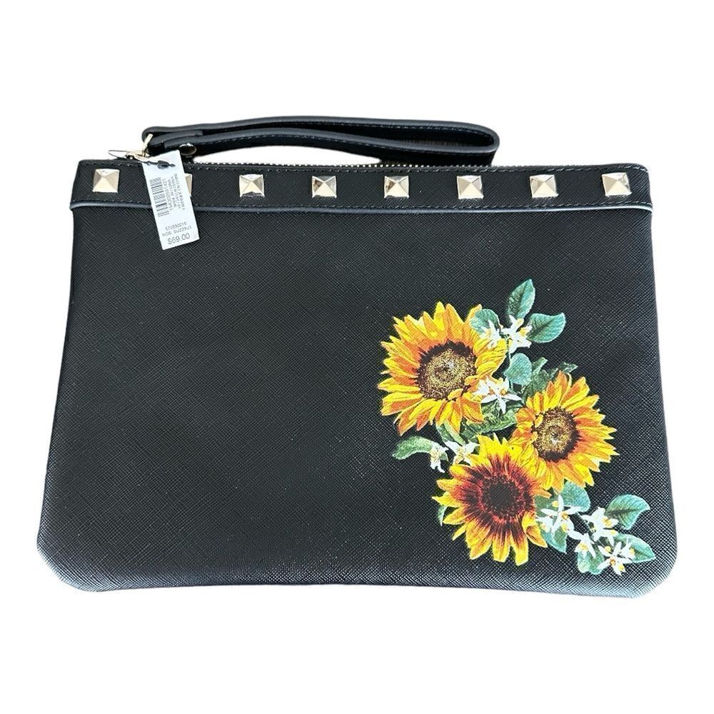 White House Black Market Sunflower Studded Wristlet Clutch NWT - Picture 2 of 5